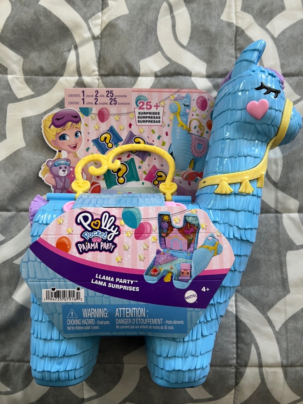 Mattel Polly Pocket Pajama Party Llama Playset - Blue & Pink